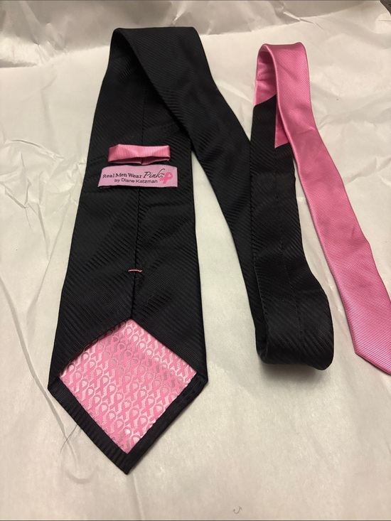 Diane Katzman Other - Breast cancer awareness Pink Accent Black Men's Tie by Diane Katzman